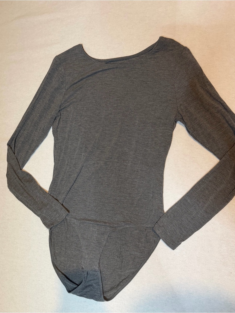 Cuddl Duds Charcoal Long Sleeve Scoop Neck Bodysuit